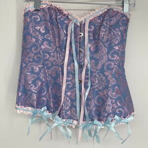 Corset Lace Up Women’s Large Boo Peep Fairy Whimsigoth Floral Ribbons Cos Play